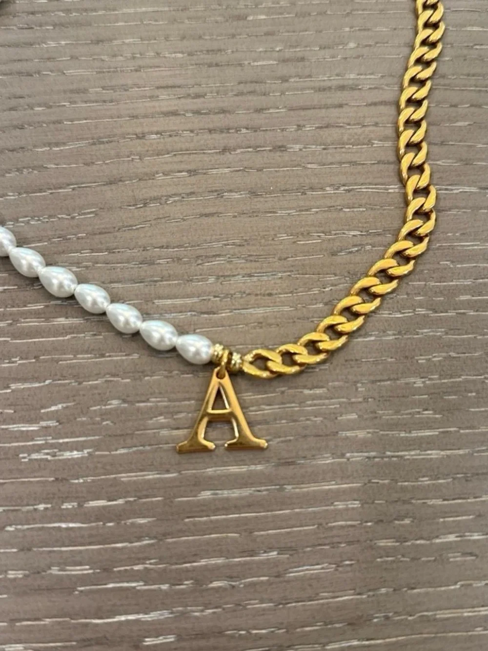 joolz by martha calvo Pearl and Chain Initial A  Necklace Used Once
